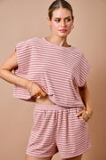 Valerie Stripe Shorts Set Pink