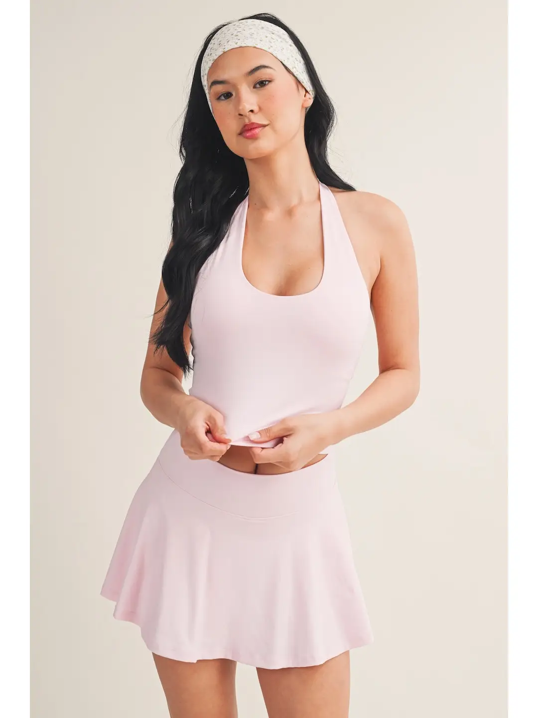 Pink Scoop Neck Halter Top