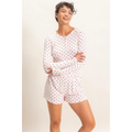 Polka Dot Henley Long Sleeve Top & Shorts Set