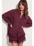 Plum Polka Dot Oversized Button Up