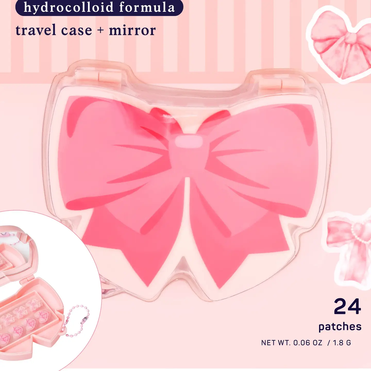 Pretty in Pink Hydrocolloid Pimple Patches (Travel Case + Mirror)