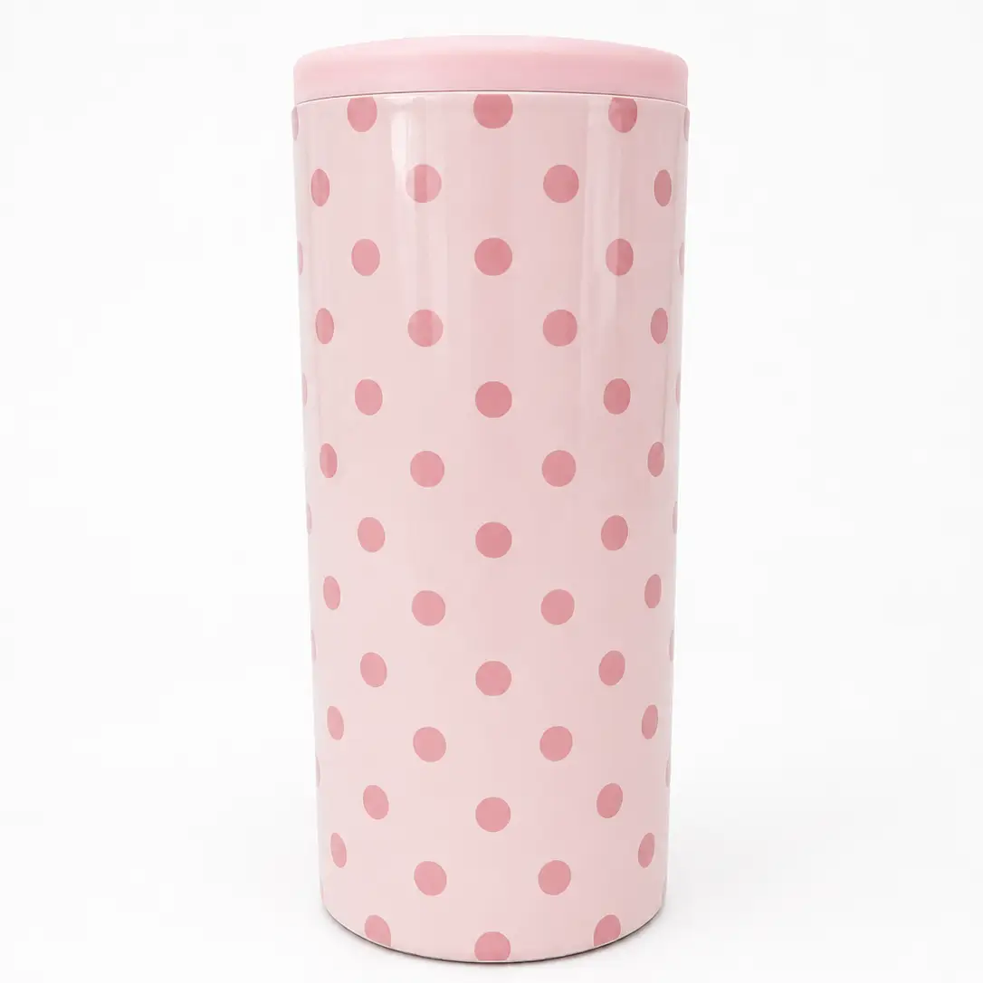 Pink Polka Dot Hard Cooling Can