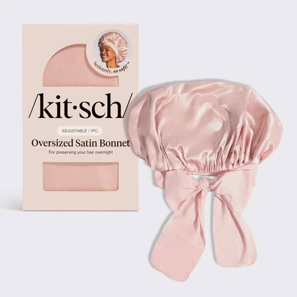 Adjustable Oversized Satin Bonnet- Blush