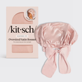 Adjustable Oversized Satin Bonnet- Blush