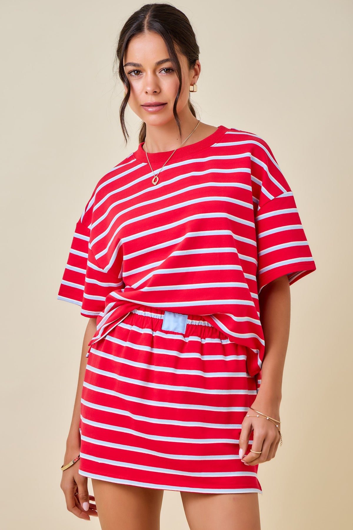 Clara Boxy Red Skort Set
