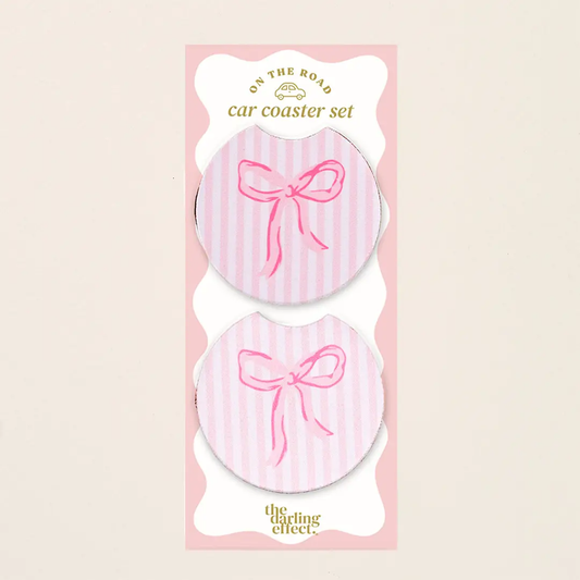 On the Road Car Coaster Set–Bow Pink