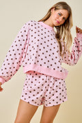 Pink and Brown Mock Neck Shorts Set