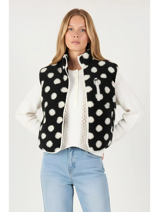 Luna Polka Dot Fleece Vest