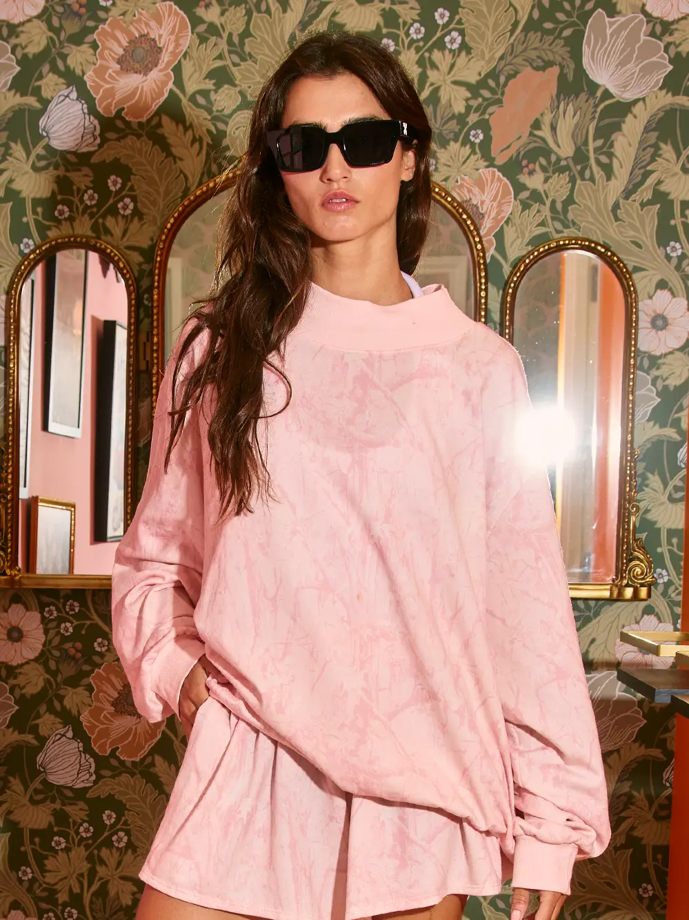 Camouflage Oversized Mock Neck Set