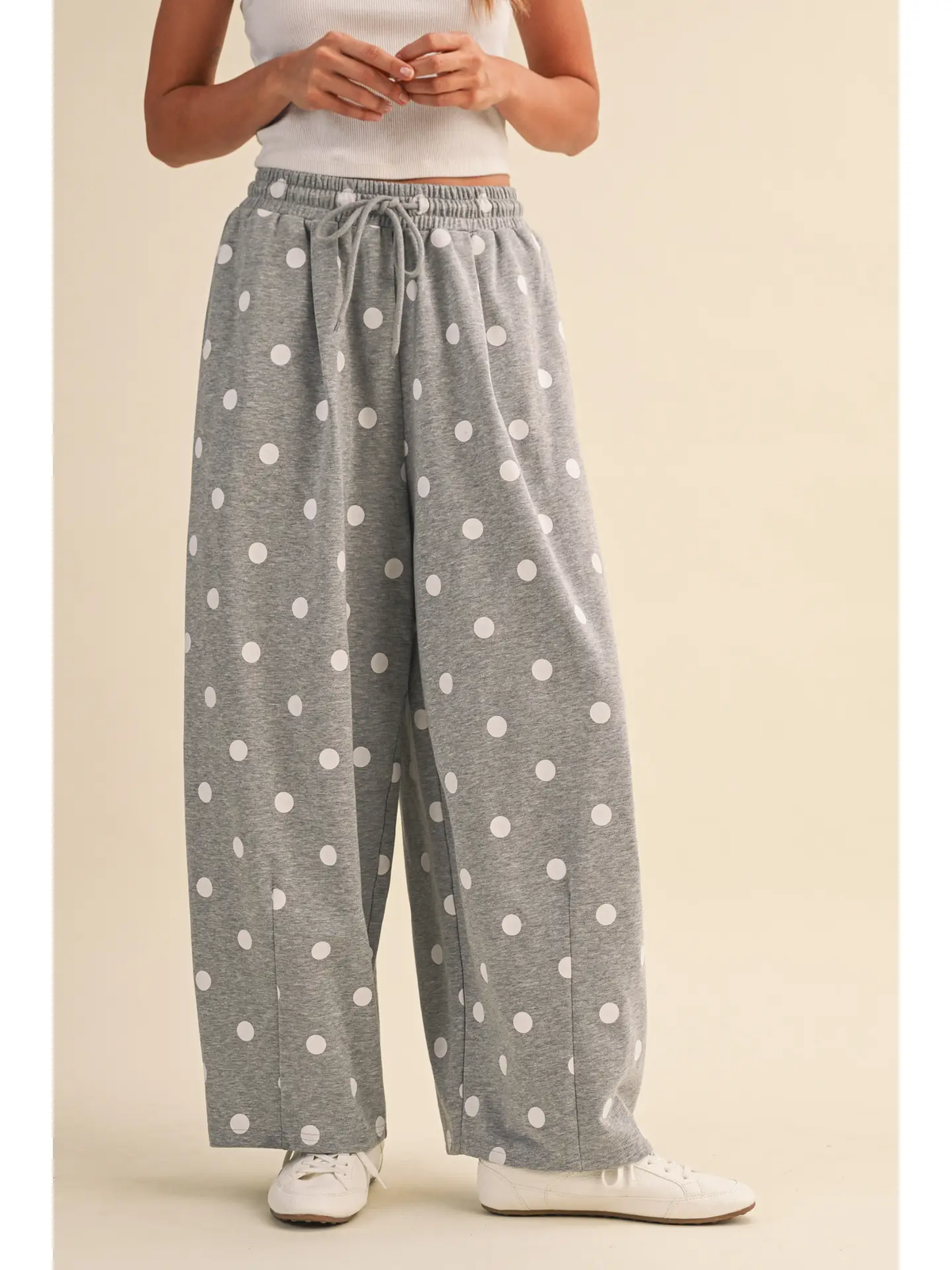 Polka Dot Printed Barrel Casual Sweatpants