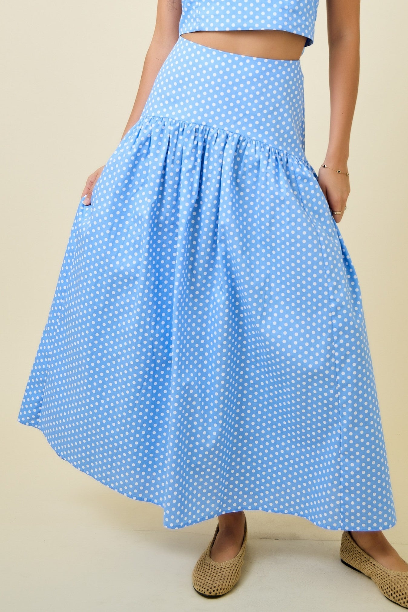 Polka Dot Flared Maxi Skirt