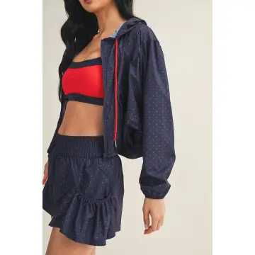 Polka Dot Print Windbreaker Jacket and Shorts Set