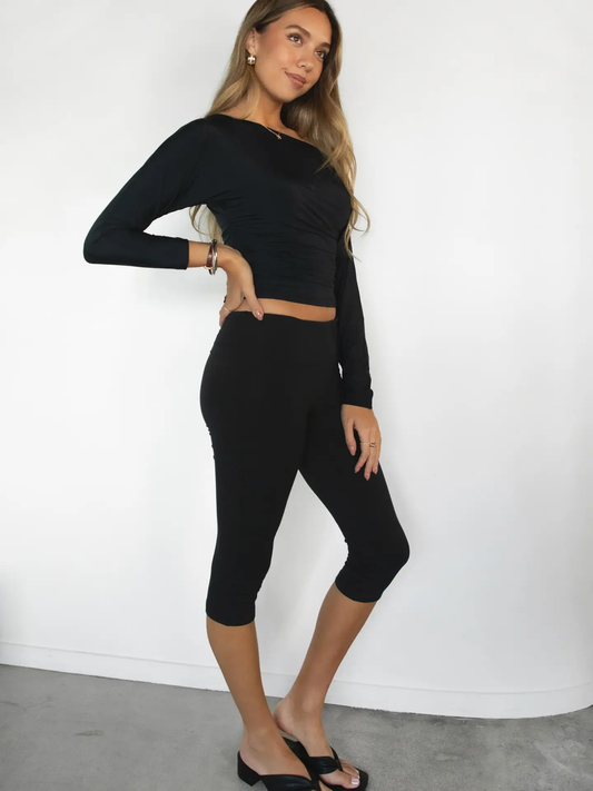 Sora Fold Over Waistband Capri Leggings
